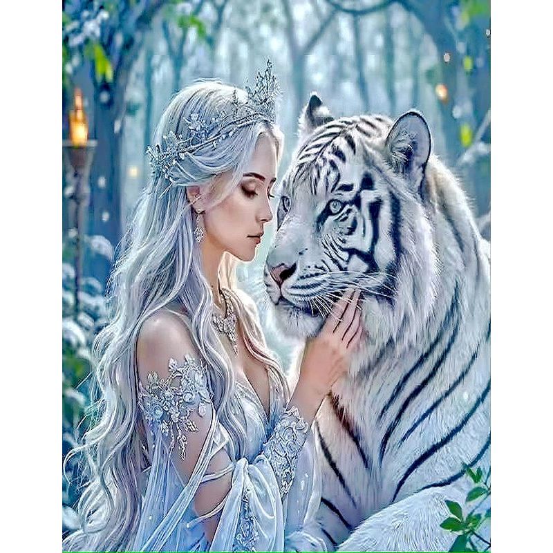 Resin Art Wallpaper - SDOYUNO Elmas Boyama Prenses Beyaz Kaplan