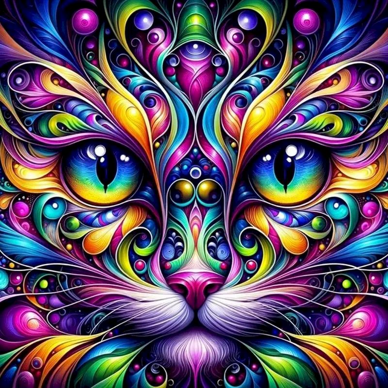 Resin Art Wallpaper - GATYZTORY Yeni Kedi Yüzü 5D DIY